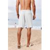 imageCOOFANDY Mens Casual Shorts 7 inch Elastic Waist Drawstring Lightweight Summer Beach Shorts with PocketsWhite