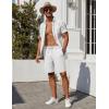 imageCOOFANDY Mens Casual Shorts 7 inch Elastic Waist Drawstring Lightweight Summer Beach Shorts with PocketsWhite