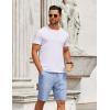 imageCOOFANDY Mens Casual Shorts Elastic Waist Drawstring Shorts Summer Beach Linen ShortsLight Blue