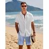 imageCOOFANDY Mens Casual Shorts Elastic Waist Drawstring Shorts Summer Beach Linen ShortsLight Blue