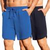 imageCOOFANDY Mens 2 Pack Gym Shorts 7 Inch Athletic Workout Shorts Drawstring Sweat Shorts with Zipper Back PocketNavy BlueBlue