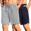 imageCOOFANDY Mens 2 Pack Gym Shorts 7 Inch Athletic Workout Shorts Drawstring Sweat Shorts with Zipper Back PocketNavy BlueLight Gray Heather