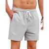 imageCOOFANDY Mens Casual Shorts 5quot Elastic Drawstring Shorts Summer Beach Athletic ShortsLight Grey