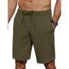 imageCOOFANDY Mens Casual Shorts 7 inch Elastic Waist Drawstring Lightweight Summer Beach Shorts with PocketsArmy Green