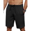 imageCOOFANDY Mens Casual Shorts 7 inch Elastic Waist Drawstring Lightweight Summer Beach Shorts with PocketsBlack