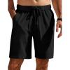 imageCOOFANDY Mens Casual Shorts Elastic Waist Drawstring Shorts Summer Beach Linen ShortsBlack