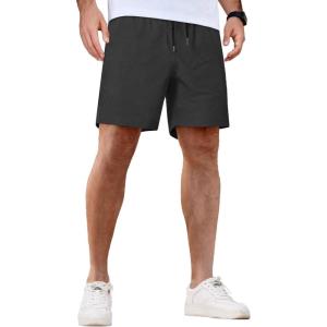 imageCOOFANDY Mens Casual Shorts 5 Inch Waffle Elastic Waist Drawstring Shorts Summer Beach Shorts with PocketsDark Grey
