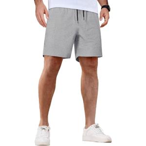 imageCOOFANDY Mens Casual Shorts 5 Inch Waffle Elastic Waist Drawstring Shorts Summer Beach Shorts with PocketsLight Heather Grey