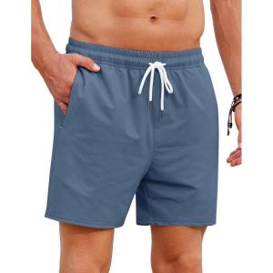 imageCOOFANDY Mens Casual Shorts 5quot Elastic Drawstring Shorts Summer Beach Athletic ShortsDark Blue