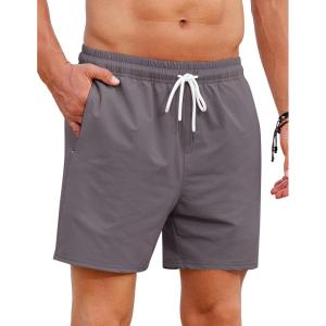 imageCOOFANDY Mens Casual Shorts 5quot Elastic Drawstring Shorts Summer Beach Athletic ShortsDark Grey