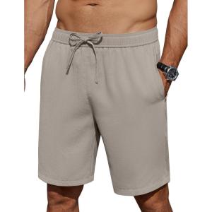 imageCOOFANDY Mens Casual Shorts 7 inch Elastic Waist Drawstring Lightweight Summer Beach Shorts with PocketsLight Grey