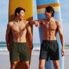 imageCOOFANDY Men Swim Trunk with Compression Liner 2 in 1 Swimwear Bathing Suit Quick Dry Board ShortArmy Greenhollow Out Liner
