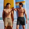 imageCOOFANDY Men Swim Trunk with Compression Liner 2 in 1 Swimwear Bathing Suit Quick Dry Board ShortKhakihollow Out Liner