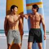 imageCOOFANDY Men Swim Trunk with Compression Liner 2 in 1 Swimwear Bathing Suit Quick Dry Board ShortLight Greyhollow Out Liner