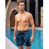 imageCOOFANDY Men Swim Trunk with Compression Liner 2 in 1 Swimwear Bathing Suit Quick Dry Board ShortP Blue Leaves