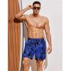 imageCOOFANDY Men Swim Trunk with Compression Liner 2 in 1 Swimwear Bathing Suit Quick Dry Board ShortPrint Blue Leaveshollow Out Liner