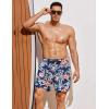 imageCOOFANDY Men Swim Trunk with Compression Liner 2 in 1 Swimwear Bathing Suit Quick Dry Board ShortPrint Navy Blue Flowershollow Out Liner