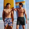 imageCOOFANDY Men Swim Trunk with Compression Liner 2 in 1 Swimwear Bathing Suit Quick Dry Board ShortPrint Navy Blue Flowershollow Out Liner