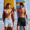 imageCOOFANDY Men Swim Trunk with Compression Liner 2 in 1 Swimwear Bathing Suit Quick Dry Board ShortPrint Plam Leafhollow Out Liner