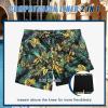 imageCOOFANDY Men Swim Trunk with Compression Liner 2 in 1 Swimwear Bathing Suit Quick Dry Board ShortPrint Yellow Leaf