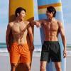 imageCOOFANDY Men Swim Trunk with Compression Liner 2 in 1 Swimwear Bathing Suit Quick Dry Board ShortRed Orangehollow Out Liner