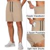 imageCOOFANDY Mens Athletic Running Shorts 7 Gym Workout Shorts Lightweight Drawstring Training Shorts with Zipper PocketsKhaki1 Pack of 1