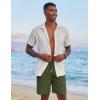 imageCOOFANDY Mens Casual Linen Shorts Elastic Waist Drawstring Loose Fit Summer Beach Vacation Shorts with PocketsArmy Green