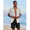 imageCOOFANDY Mens Casual Linen Shorts Elastic Waist Drawstring Loose Fit Summer Beach Vacation Shorts with PocketsBlack