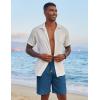 imageCOOFANDY Mens Casual Linen Shorts Elastic Waist Drawstring Loose Fit Summer Beach Vacation Shorts with PocketsDark Blue