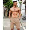 imageCOOFANDY Mens Casual Linen Shorts Elastic Waist Drawstring Loose Fit Summer Beach Vacation Shorts with PocketsDark Khaki