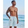 imageCOOFANDY Mens Casual Linen Shorts Elastic Waist Drawstring Loose Fit Summer Beach Vacation Shorts with PocketsLight Blue