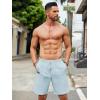 imageCOOFANDY Mens Casual Linen Shorts Elastic Waist Drawstring Loose Fit Summer Beach Vacation Shorts with PocketsLight Blue