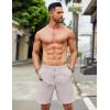 imageCOOFANDY Mens Casual Linen Shorts Elastic Waist Drawstring Loose Fit Summer Beach Vacation Shorts with PocketsLight Grey