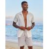 imageCOOFANDY Mens Casual Linen Shorts Elastic Waist Drawstring Loose Fit Summer Beach Vacation Shorts with PocketsLight Grey