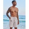 imageCOOFANDY Mens Casual Linen Shorts Elastic Waist Drawstring Loose Fit Summer Beach Vacation Shorts with PocketsLight Grey