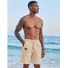 imageCOOFANDY Mens Casual Linen Shorts Elastic Waist Drawstring Loose Fit Summer Beach Vacation Shorts with PocketsLight Khaki