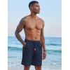 imageCOOFANDY Mens Casual Linen Shorts Elastic Waist Drawstring Loose Fit Summer Beach Vacation Shorts with PocketsNavy Blue