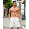 imageCOOFANDY Mens Casual Linen Shorts Elastic Waist Drawstring Loose Fit Summer Beach Vacation Shorts with PocketsWhite
