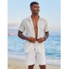 imageCOOFANDY Mens Casual Linen Shorts Elastic Waist Drawstring Loose Fit Summer Beach Vacation Shorts with PocketsWhite