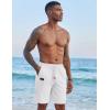 imageCOOFANDY Mens Casual Linen Shorts Elastic Waist Drawstring Loose Fit Summer Beach Vacation Shorts with PocketsWhite