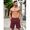 imageCOOFANDY Mens Casual Linen Shorts Elastic Waist Drawstring Loose Fit Summer Beach Vacation Shorts with PocketsWine Red