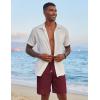 imageCOOFANDY Mens Casual Linen Shorts Elastic Waist Drawstring Loose Fit Summer Beach Vacation Shorts with PocketsWine Red