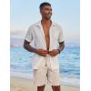 imageCOOFANDY Mens Casual Linen Shorts Elastic Waist Drawstring Loose Fit Summer Beach Vacation Shorts with PocketsZ KhakiDark Khaki