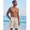 imageCOOFANDY Mens Casual Linen Shorts Elastic Waist Drawstring Loose Fit Summer Beach Vacation Shorts with PocketsZ KhakiNavy Blue