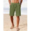 imageCOOFANDY Mens Linen Shorts Casual Summer Beach Shorts Elastic Waist Drawstring Vacation Shorts with PocketsArmy Green