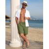 imageCOOFANDY Mens Linen Shorts Casual Summer Beach Shorts Elastic Waist Drawstring Vacation Shorts with PocketsArmy Green