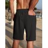 imageCOOFANDY Mens Linen Shorts Casual Summer Beach Shorts Elastic Waist Drawstring Vacation Shorts with PocketsBlack