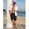 imageCOOFANDY Mens Linen Shorts Casual Summer Beach Shorts Elastic Waist Drawstring Vacation Shorts with PocketsBlack