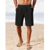 imageCOOFANDY Mens Linen Shorts Casual Summer Beach Shorts Elastic Waist Drawstring Vacation Shorts with PocketsBlack