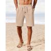 imageCOOFANDY Mens Linen Shorts Casual Summer Beach Shorts Elastic Waist Drawstring Vacation Shorts with PocketsDark Khaki